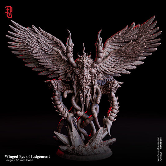 Winged Eye of Judgement Miniature | Celestial Titan Flying Aberration Figurine | 50mm Base