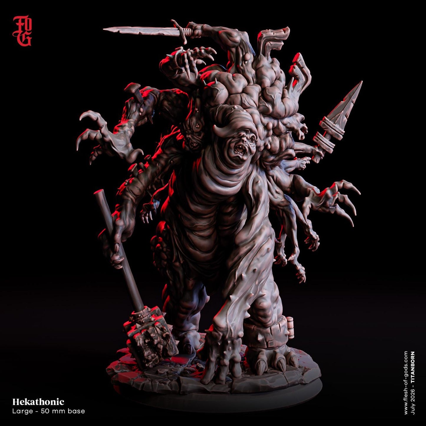 Grotesque Giant Hekathonic Miniature | Large Aberration Monstrosity Figurine | 50mm Base