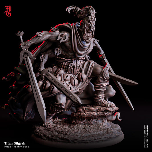Titan Gilgesh Miniature | Huge Celestial Titan Atlantean God Figurine | 75mm Base