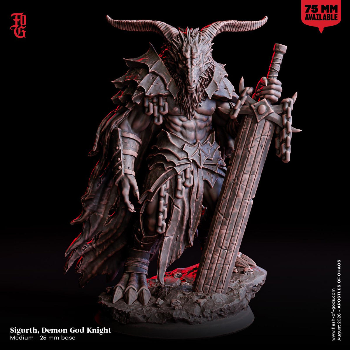Sigurth, Demon God Knight Bust | Armored Demon Warrior Resin Bust Statue