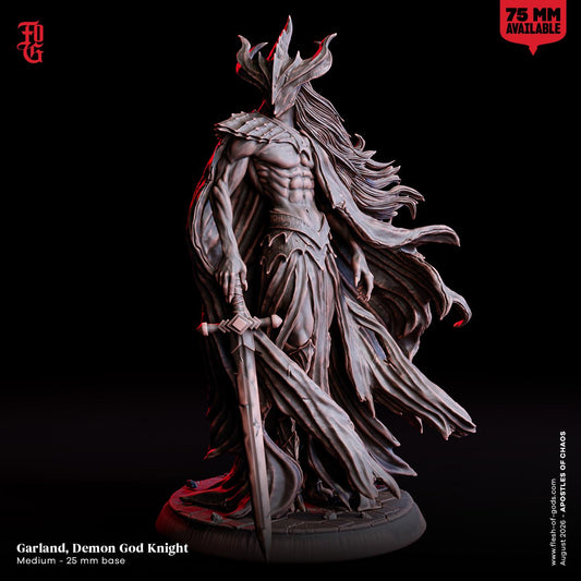Garland Demon God Knight Miniature | Undead Demon Human Warrior Fighter Figurine | 32mm Scale or 75mm Scale