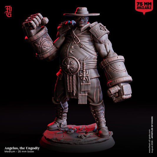 Angelus the Ungodly, Iron Fists Priest Miniature | Clockwork Human Cleric Healer Figurine | 32mm Scale or 75mm Scale