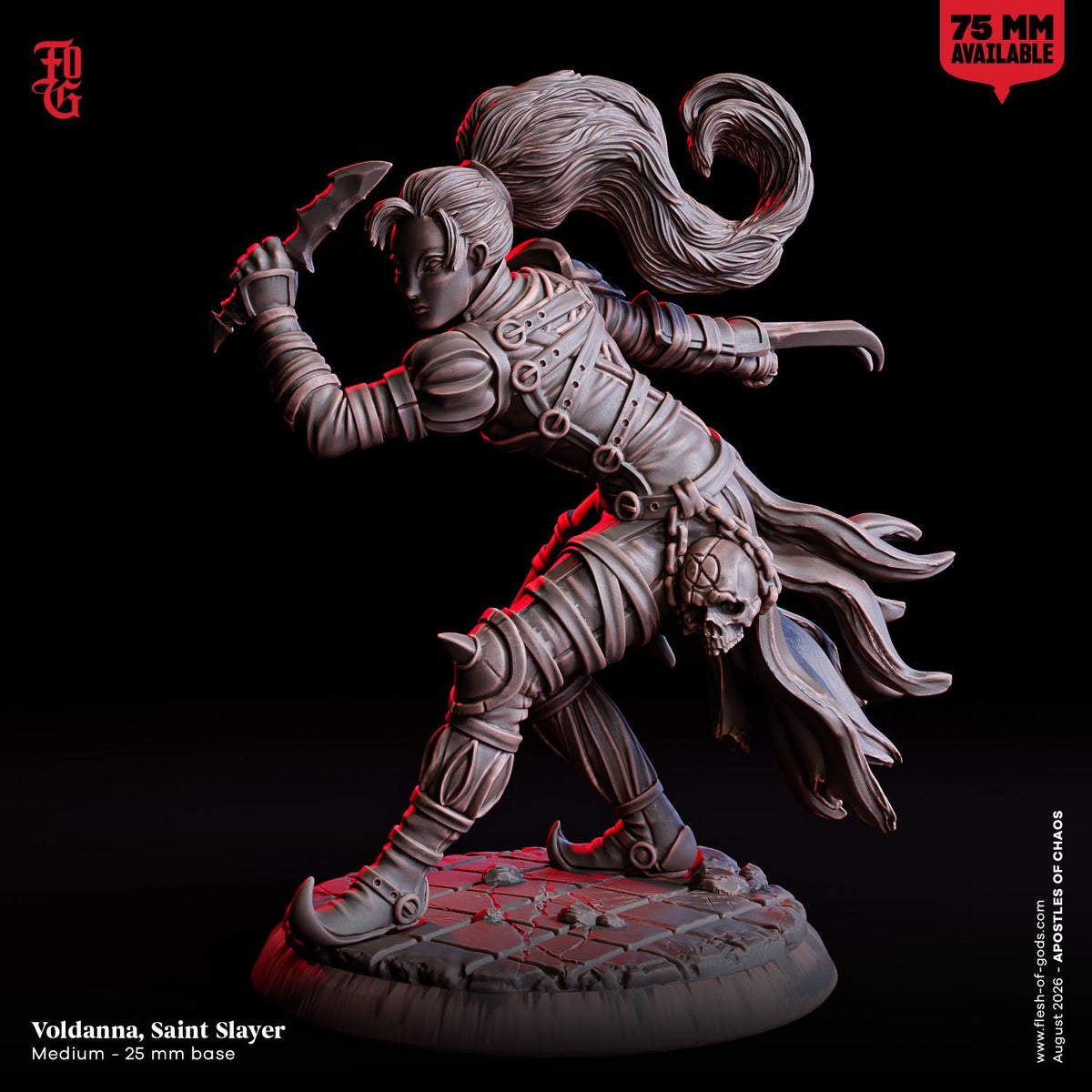 Voldanna Saint Slayer Miniature | Female Human Sci-Fi Clockwork Assassin Rogue Figurine | 32mm Scale or 75mm Scale