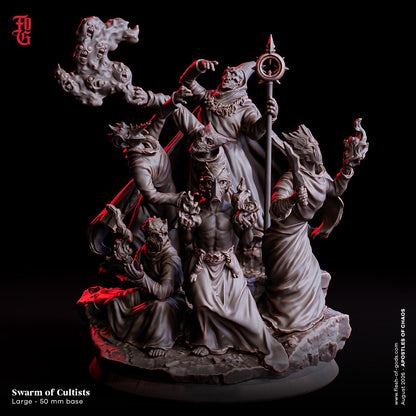 Swarm of Cultists Miniature | Medium Humanoid Spellcaster Cultist Figurine | 50mm Base