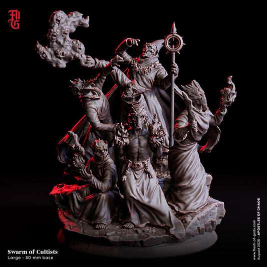 Swarm of Cultists Miniature | Medium Humanoid Spellcaster Cultist Figurine | 50mm Base