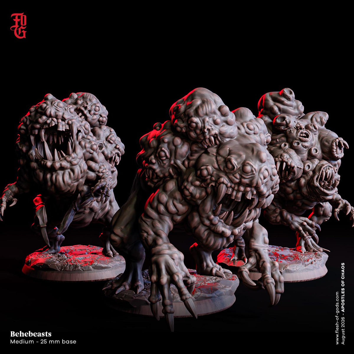 Behebeast Trio Miniatures | Medium Fiend Demon Aberration Figurine Set | 32mm Scale