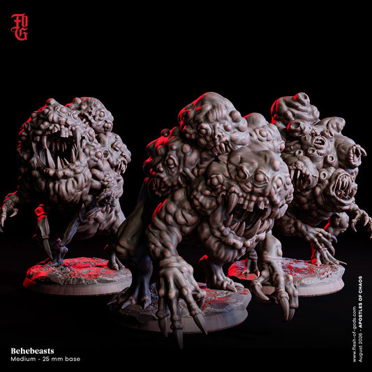 Behebeast Trio Miniatures | Medium Fiend Demon Aberration Figurine Set | 32mm Scale