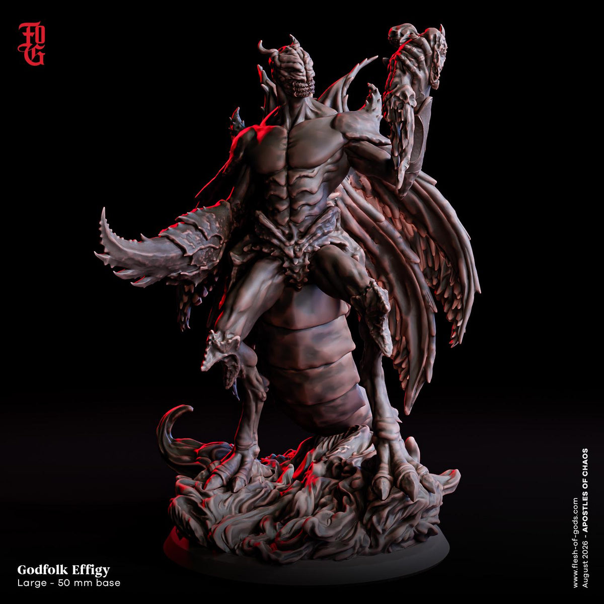 Godfolk Effigy Miniature | Large Celestial Insect Clockwork Monster Figurine | 50mm Base