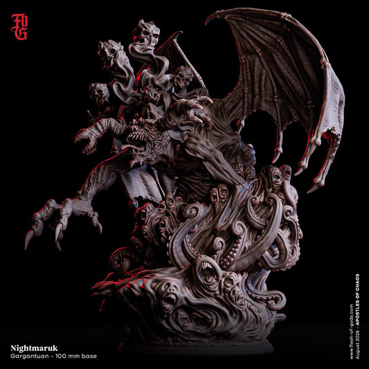 Nightmaruk Miniature | Gargantuan Undead Celestial Cthulhu Aberration Figurine | 100mm Base