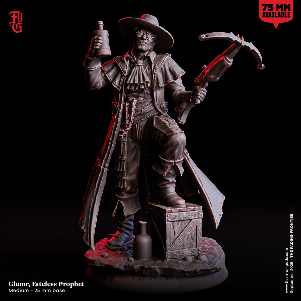 Glumr, Fateless Prophet Outlaw Miniature | Cowboy Wild West Ranger NPC Figurine | 32mm Scale or 75mm Scale