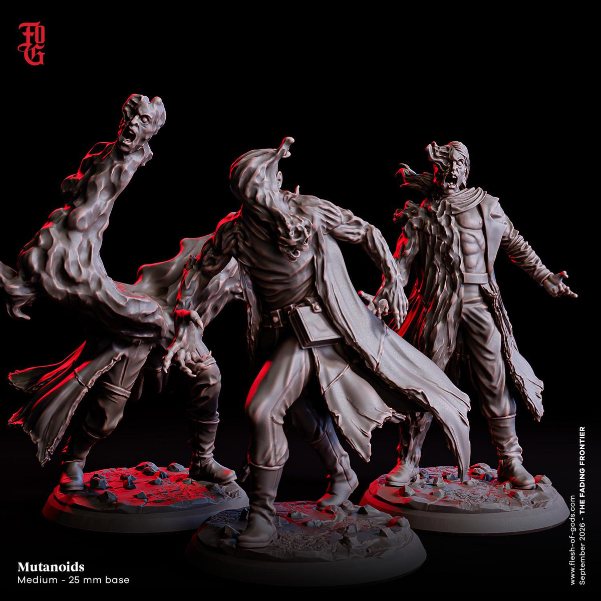 Mutanoid Miniatures | Melting Humanoid Mutant Enemy Figurine Set | 32mm Scale