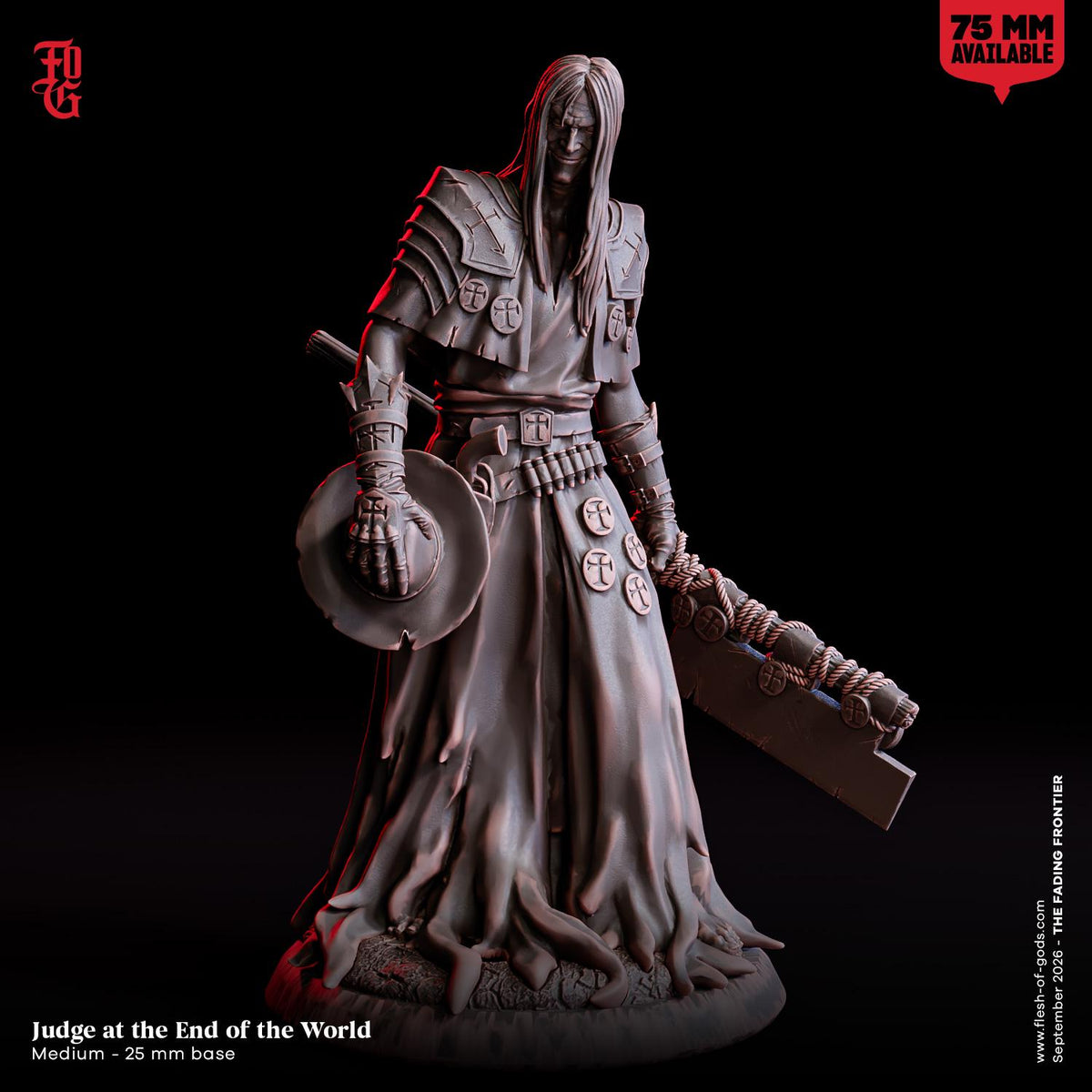 Judge at the End of the World Miniature | Executioner Necromancer Bringer of Death Figurine | 32mm Scale or 75mm Scale