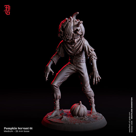 Pumpkin Servant Trio Miniature Halloween Aberration Pumpkin Head Monster Figurines | 32mm Scale | Dungeons and Dragons DnD 5e Dungeon Master