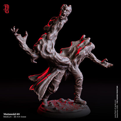 Mutanoid Miniatures | Melting Humanoid Mutant Enemy Figurine Set | 32mm Scale