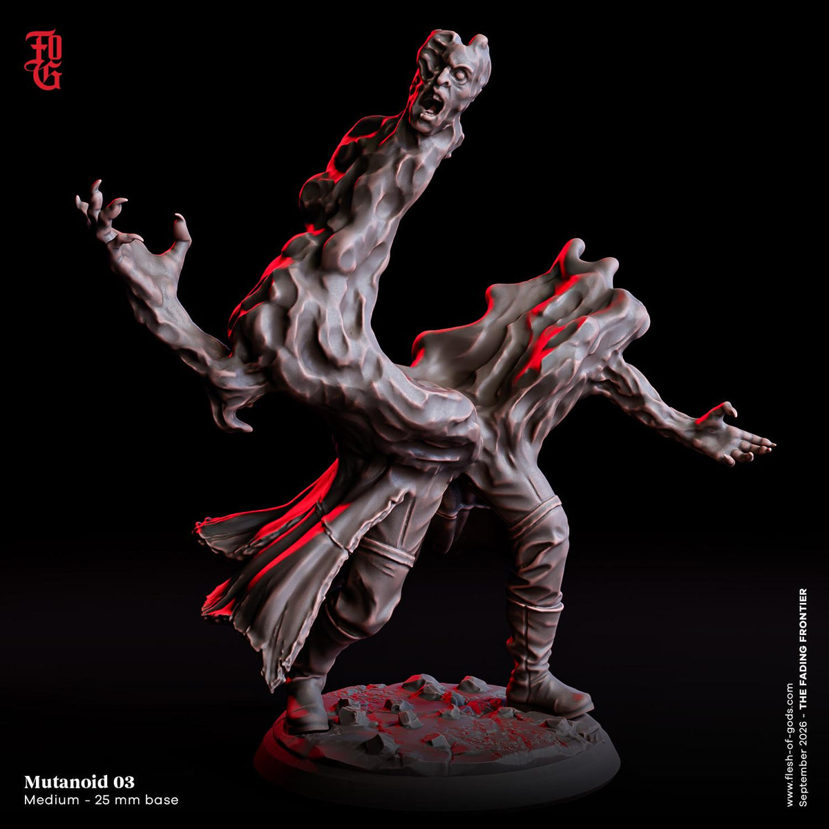 Melting Humanoid Miniature | Mutanoid Human Mutant Enemy Monster Figurine | 32mm Scale