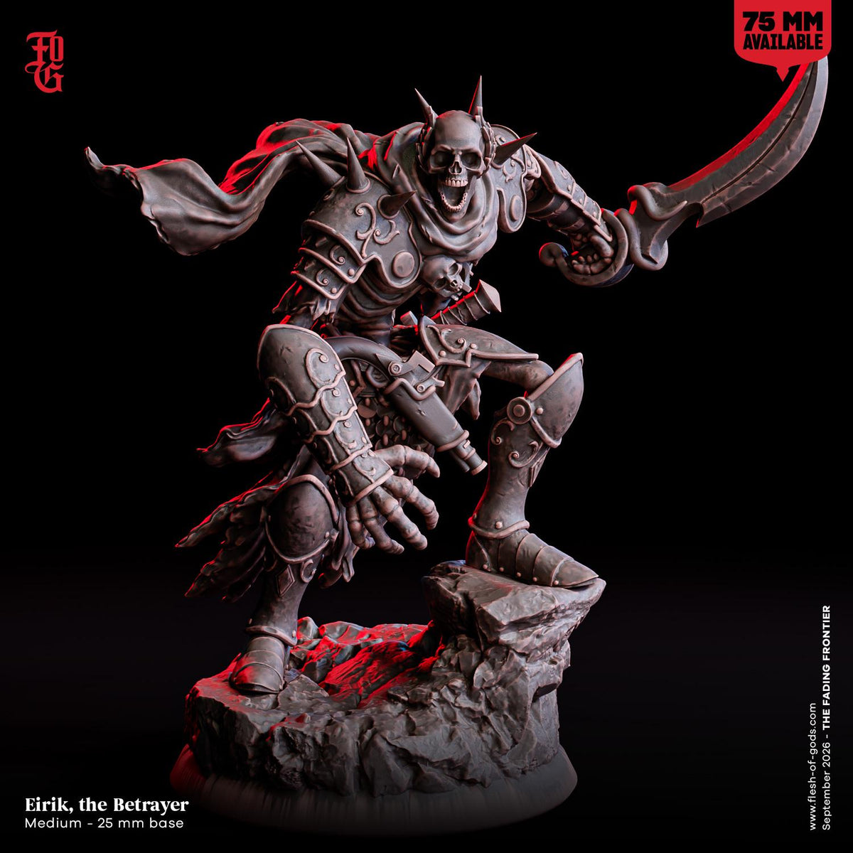Eirik, The Betrayer Undead Miniature | Skeleton Death Necromancer Monster Figurine | 32mm Scale or 75mm Scale