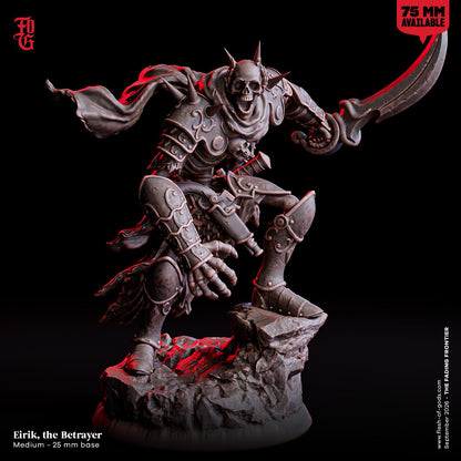 Eirik, The Betrayer Undead Miniature | Skeleton Death Necromancer Monster Figurine | 32mm Scale or 75mm Scale