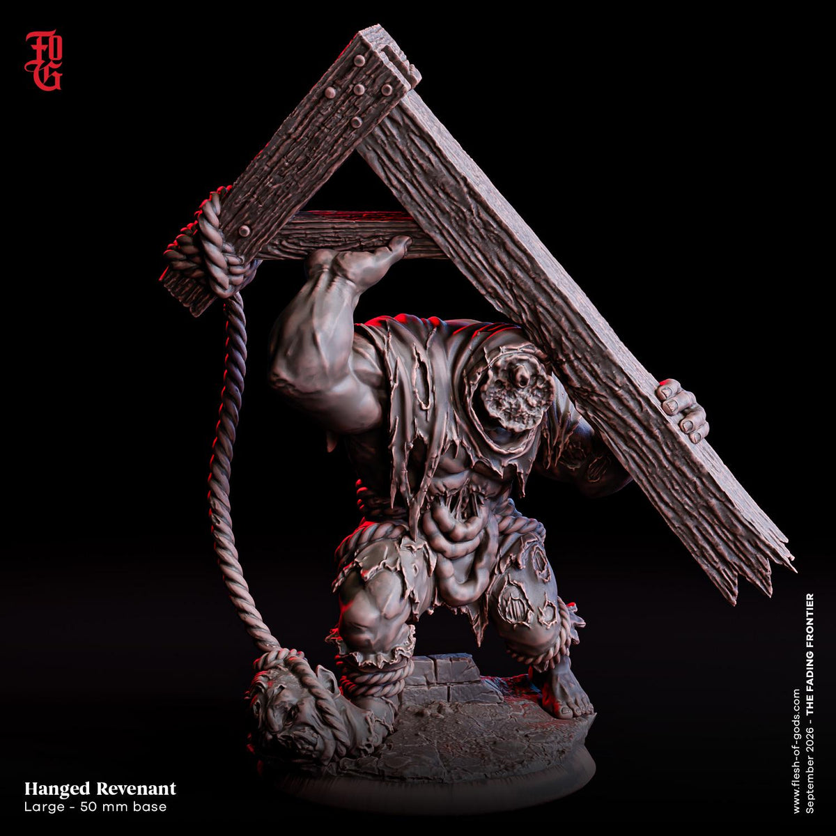 Hanged Revenant Miniature | Large Undead Aberration Wasteland Monster Figurine | 50mm Base