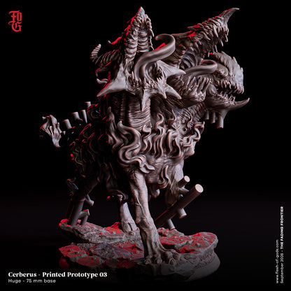 Cerberus Miniature | Huge Construct Mythic Watchdog Sci-Fi Wasteland Monster Figurine | 75mm Base