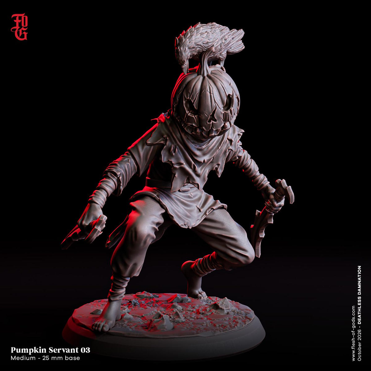 Trio of Pumpkin Servants Miniature Halloween Aberration Pumpkin Monster Figurines | 32mm Scale | Dungeons and Dragons DnD 5e Dungeon Master