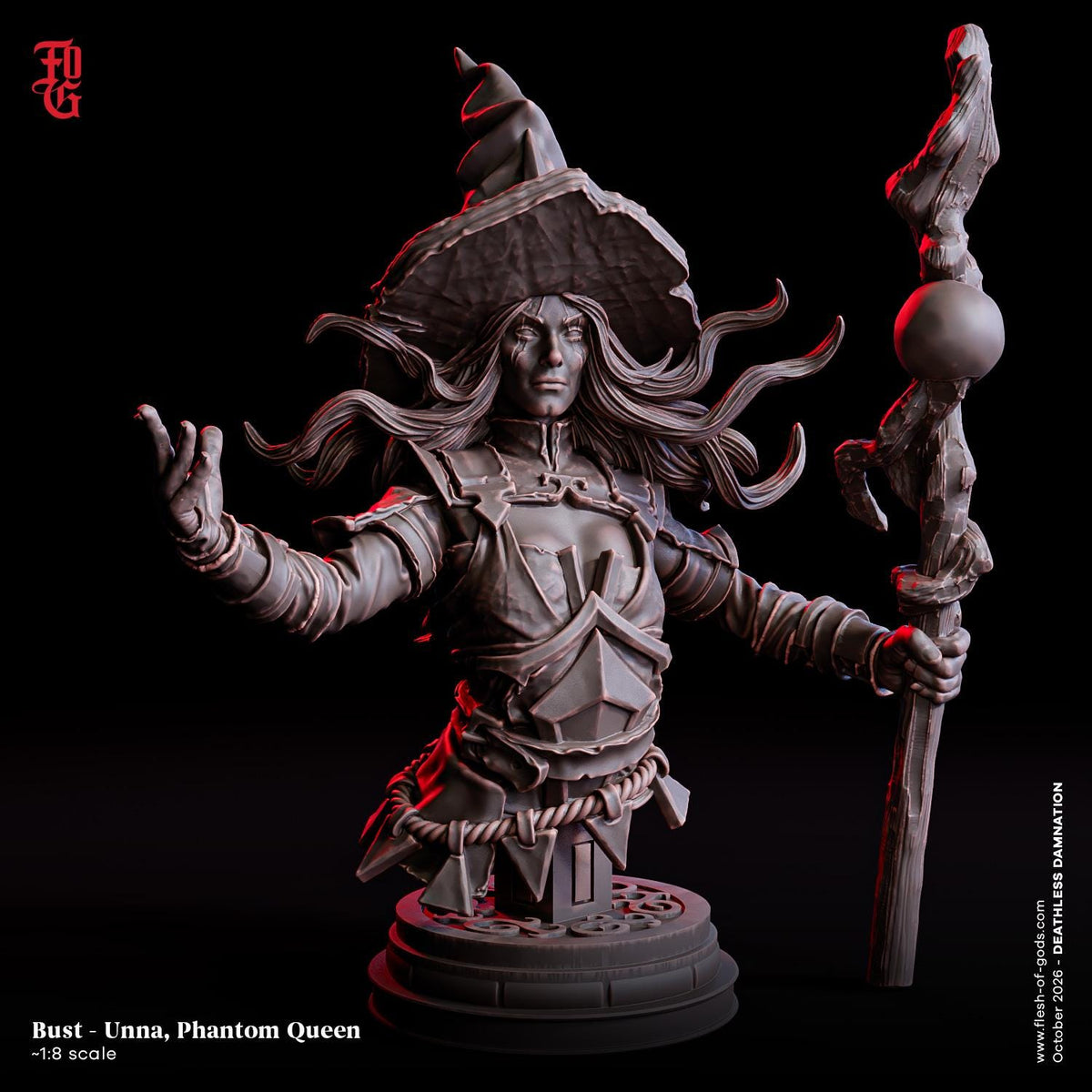 Phantom Queen Resin Bust Statue Female Cosmic Sorcerer Undead Wizard | 32mm Scale 75mm Scale | Dungeons and Dragons DnD 5e Miniature