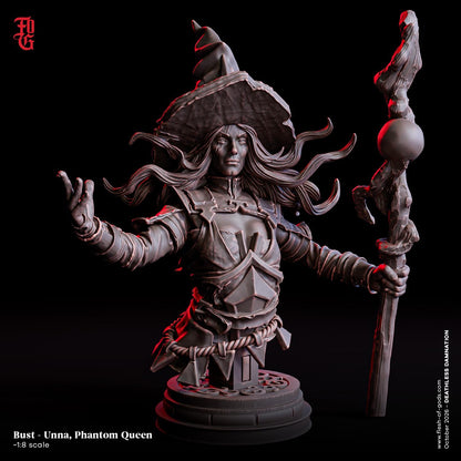 Phantom Queen Resin Bust Statue Female Cosmic Sorcerer Undead Wizard | 32mm Scale 75mm Scale | Dungeons and Dragons DnD 5e Miniature