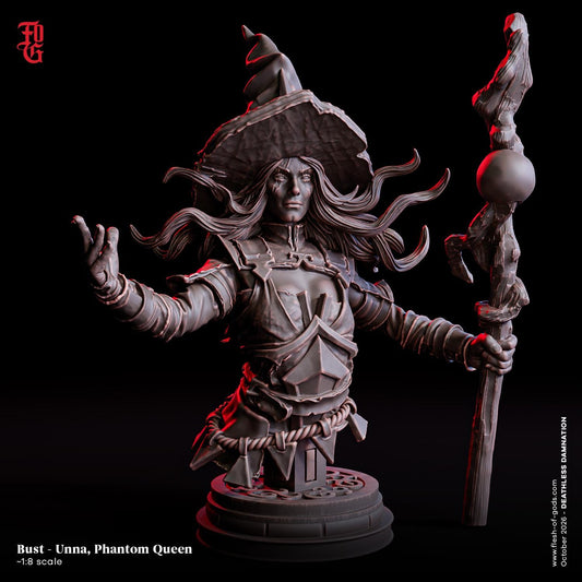 Phantom Queen Resin Bust Statue Female Cosmic Sorcerer Undead Wizard | 32mm Scale 75mm Scale | Dungeons and Dragons DnD 5e Miniature