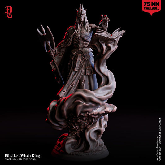 Witch King Miniature Undead Wizard Figurine Arcane Spellcaster | 32mm Scale 75mm Scale | Dungeons and Dragons DnD 5e Dungeon Master