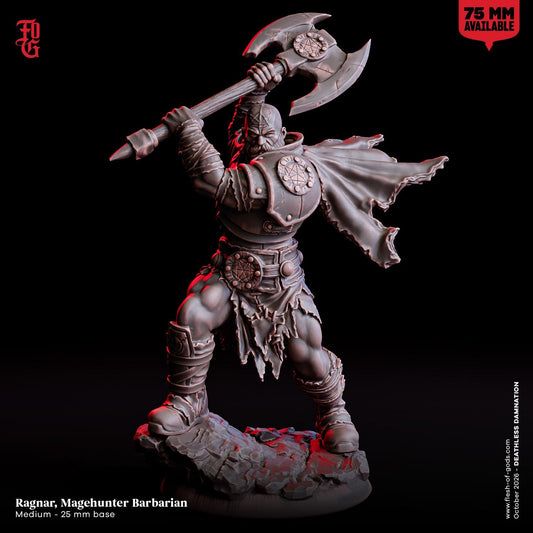 Magehunter Barbarian Human Miniature Spellbreaker Warrior Wizard Hunter | 32mm Scale 75mm Scale | Dungeons and Dragons DnD 5e Dungeon Master