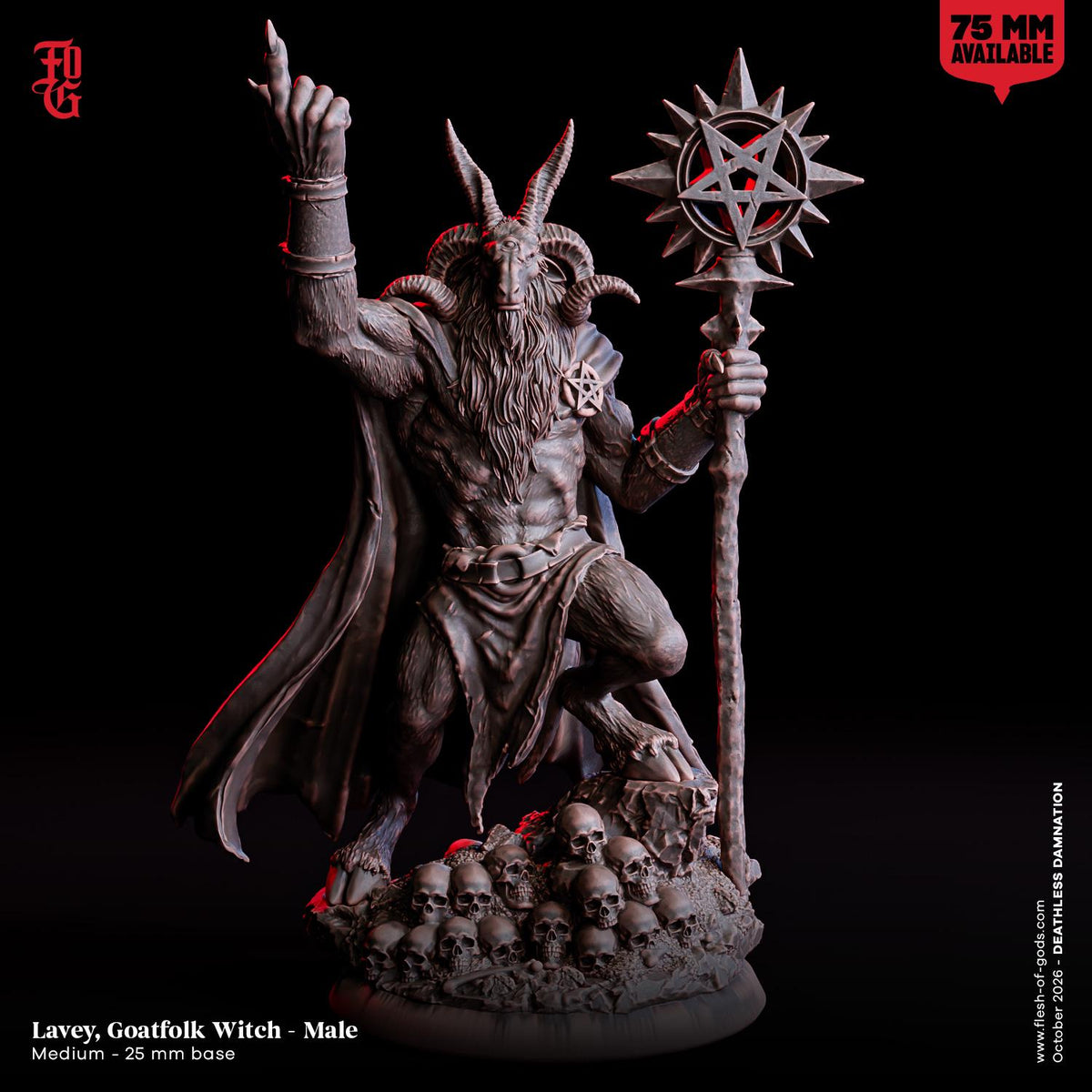 Male Goatfolk Witch Miniature Satyr Warlock Figurine Goatkin Beastfolk | 32mm Scale 75mm Scale | Dungeons and Dragons DnD 5e Dungeon Master