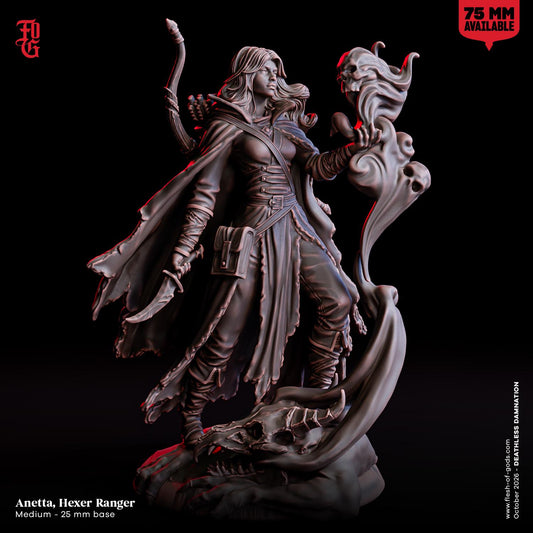 Female Hexer Ranger Miniature Human Dark Hexblade Huntress | 32mm Scale 75mm Scale | Dungeons and Dragons DnD 5e Dungeon Master