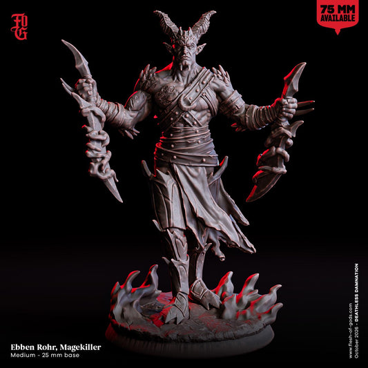 Undead Tiefling Magekiller Miniature Wizard Hunter Demon Demonic Figure | 32mm Scale 75mm Scale | Dungeons and Dragons DnD 5e Dungeon Master