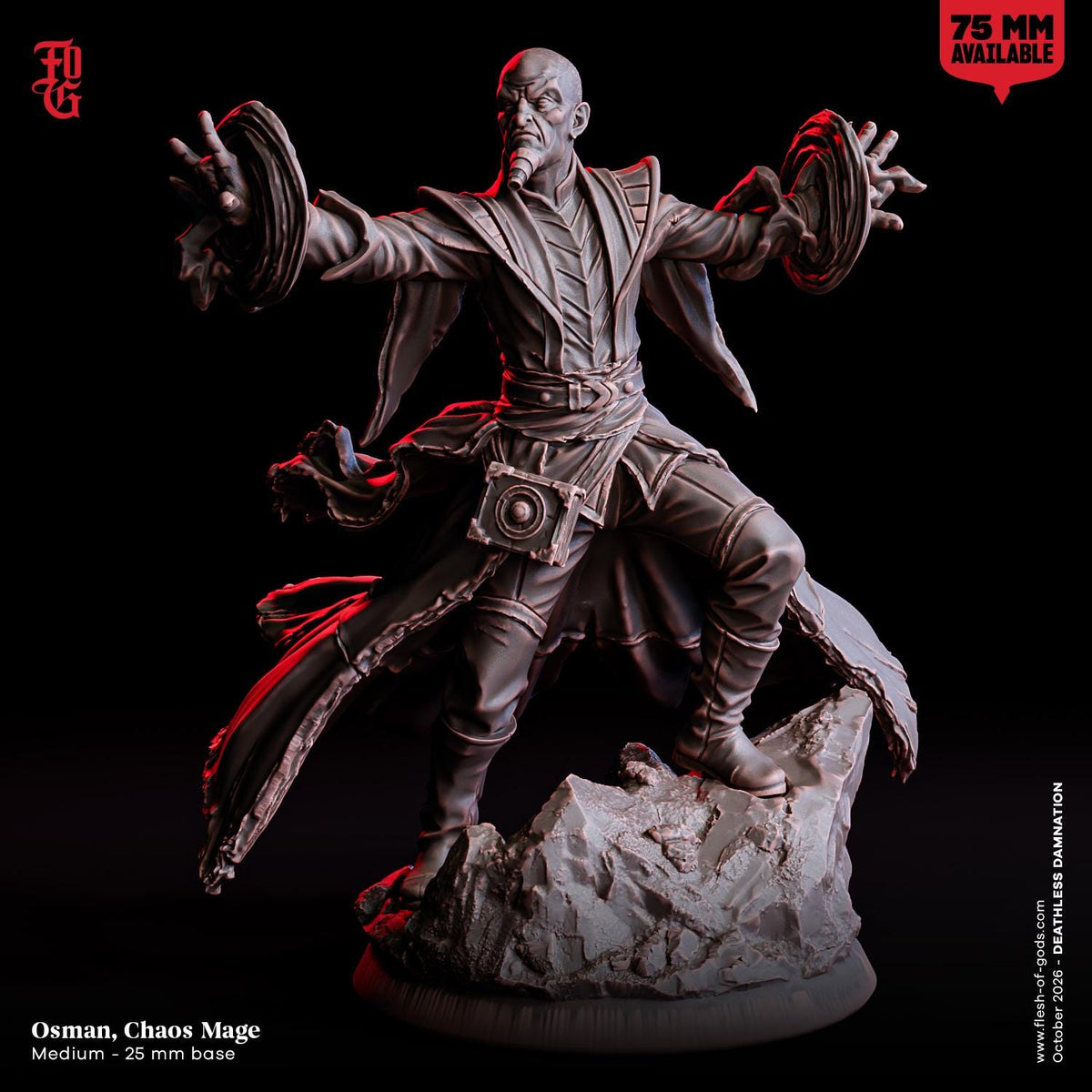 Chaos Mage Miniature Human Arcane Spellcaster Wizard Figurine | 32mm Scale 75mm Scale | Dungeons and Dragons DnD 5e Dungeon Master