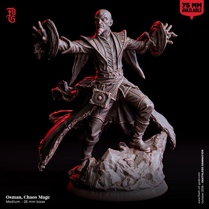 Chaos Mage Miniature Human Arcane Spellcaster Wizard Figurine | 32mm Scale 75mm Scale | Dungeons and Dragons DnD 5e Dungeon Master