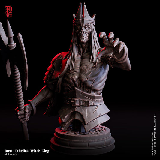 Witch King Miniature Undead Wizard Resin Bust Statue Arcane Spellcaster | 32mm Scale 75mm Scale | Dungeons and Dragons DnD 5e Dungeon Master