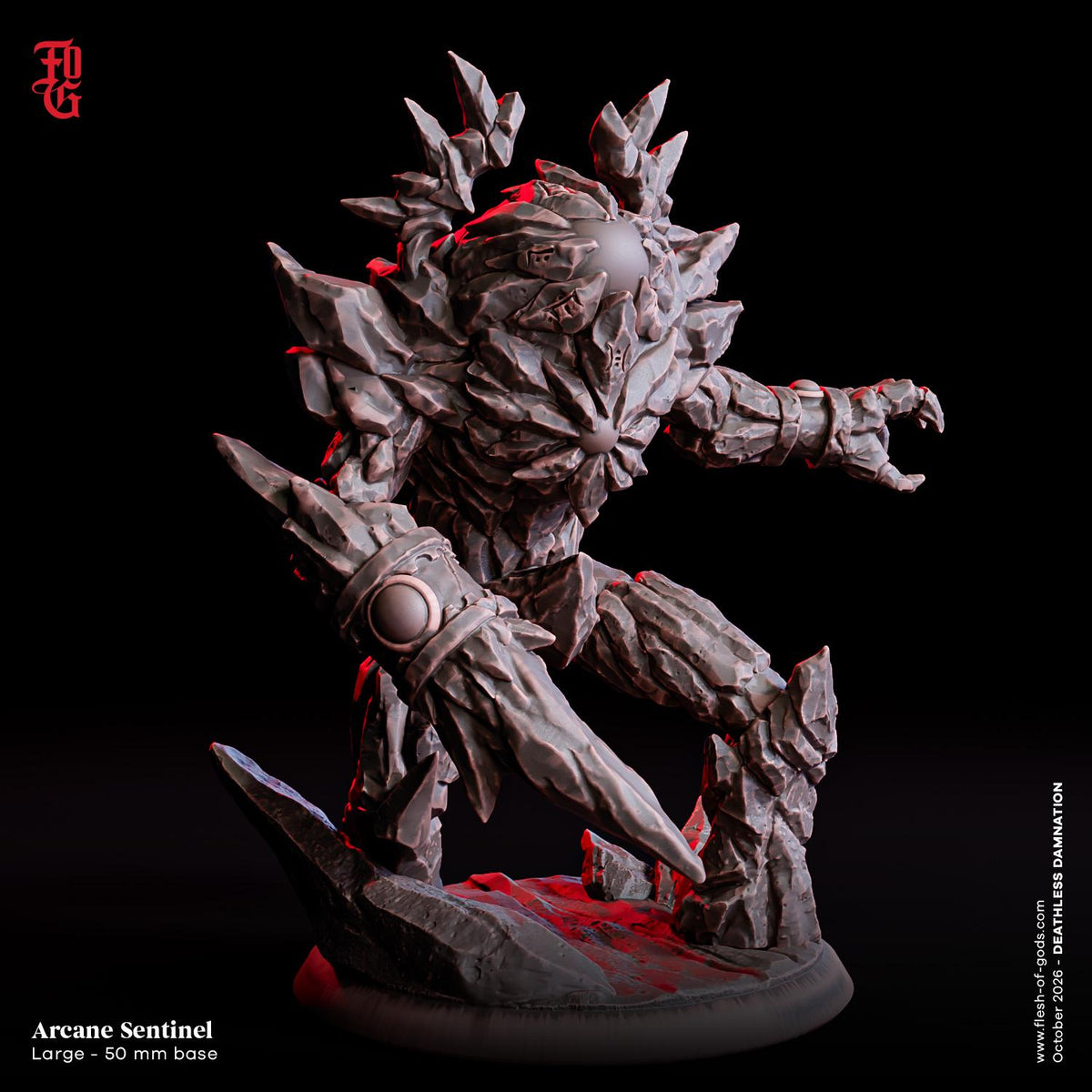 Arcane Sentinel Construct Stone Guard Monster Miniature Figurine | 32mm Scale 50mm Base | Dungeons and Dragons DnD 5e Dungeon Master Gift