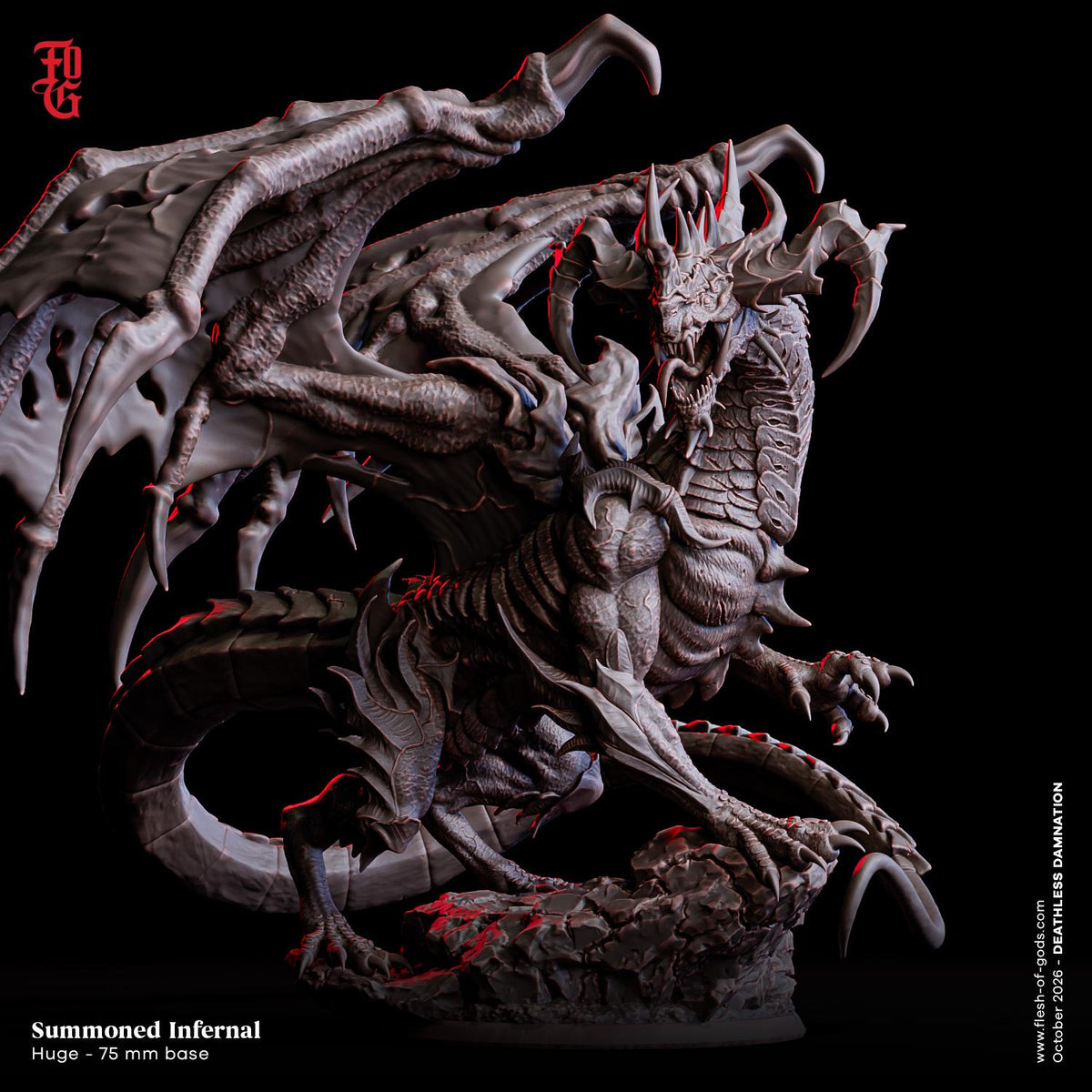 Summoned Infernal Dragon Monstrosity Miniature Monster Aberration | 32mm Scale 75mm Base | Dungeons and Dragons DnD 5e Dungeon Master Gift
