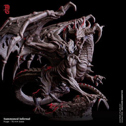 Summoned Infernal Dragon Monstrosity Miniature Monster Aberration | 32mm Scale 75mm Base | Dungeons and Dragons DnD 5e Dungeon Master Gift