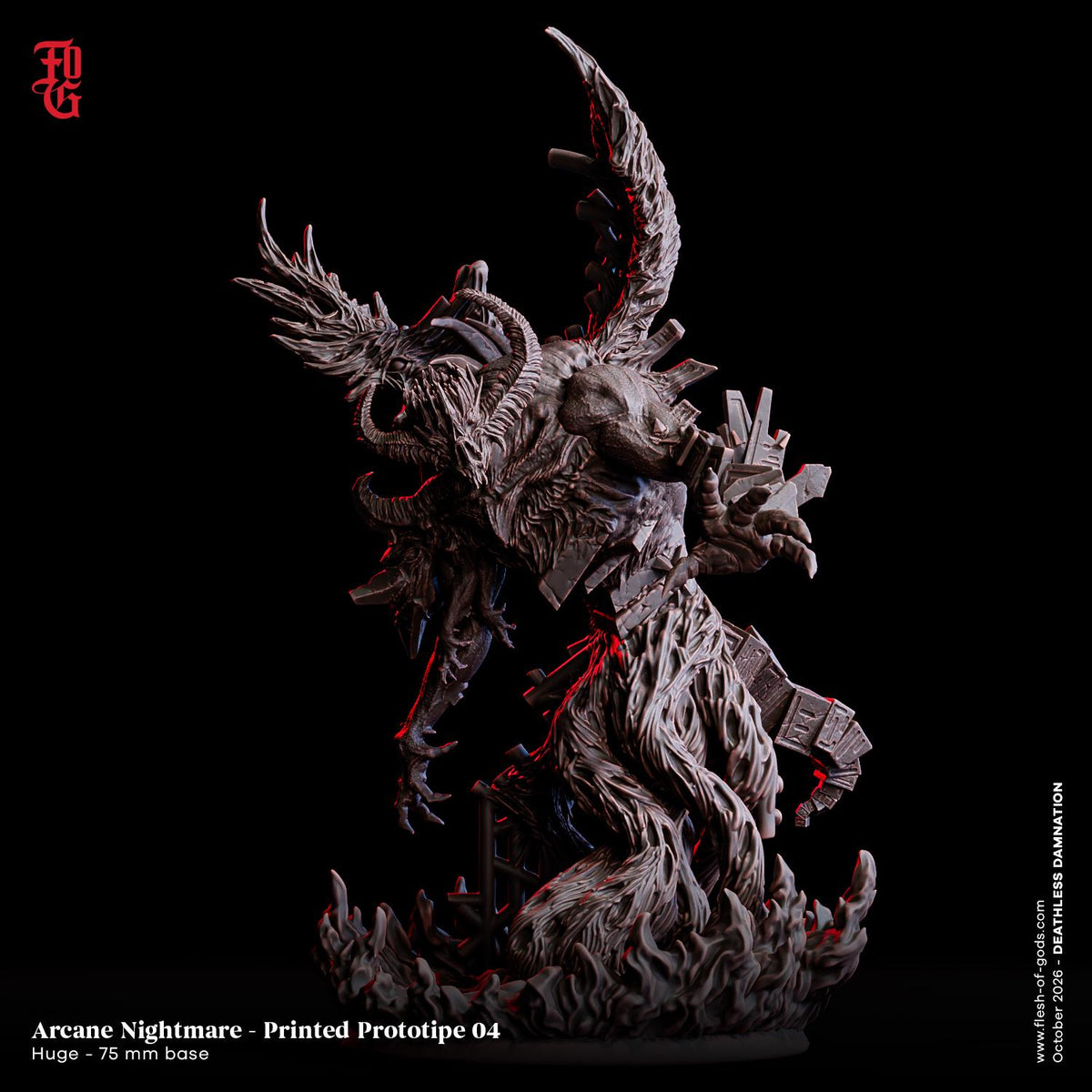 Arcane Nightmare Demonic Construct Monstrosity Miniature Monster | 32mm Scale 75mm Base | Dungeons and Dragons DnD 5e Dungeon Master Demon