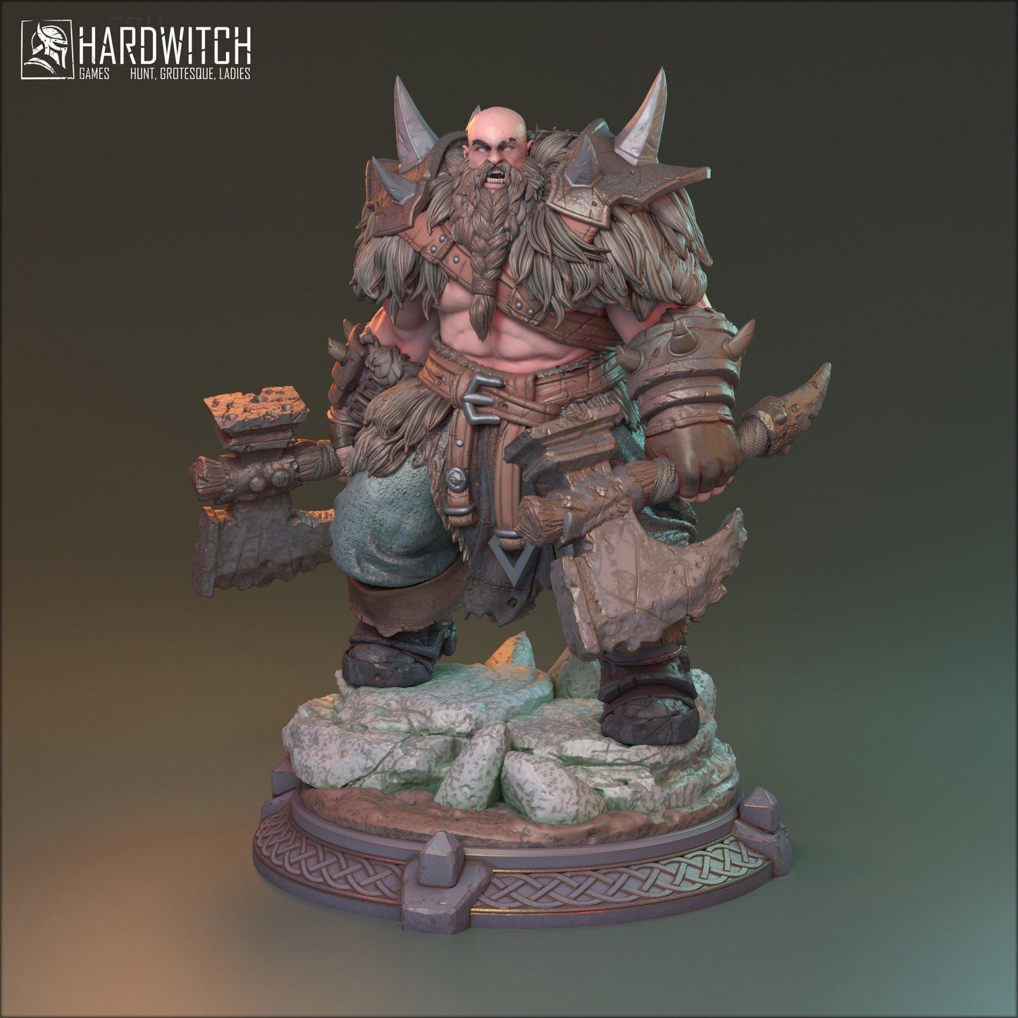 Ing, Viking Warrior Miniature | Dual Axe Human Fighter | 32mm Scale, 75mm Scale, or 100mm Scale - Plague Miniatures