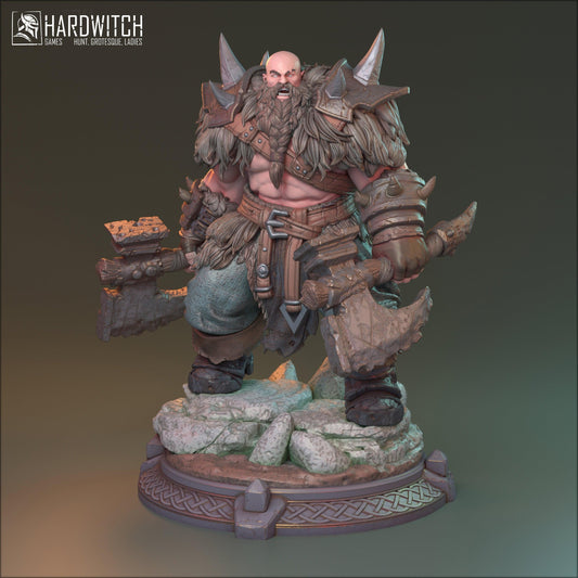 Ing, Viking Warrior Miniature | Dual Axe Human Fighter | 32mm Scale, 75mm Scale, or 100mm Scale - Plague Miniatures