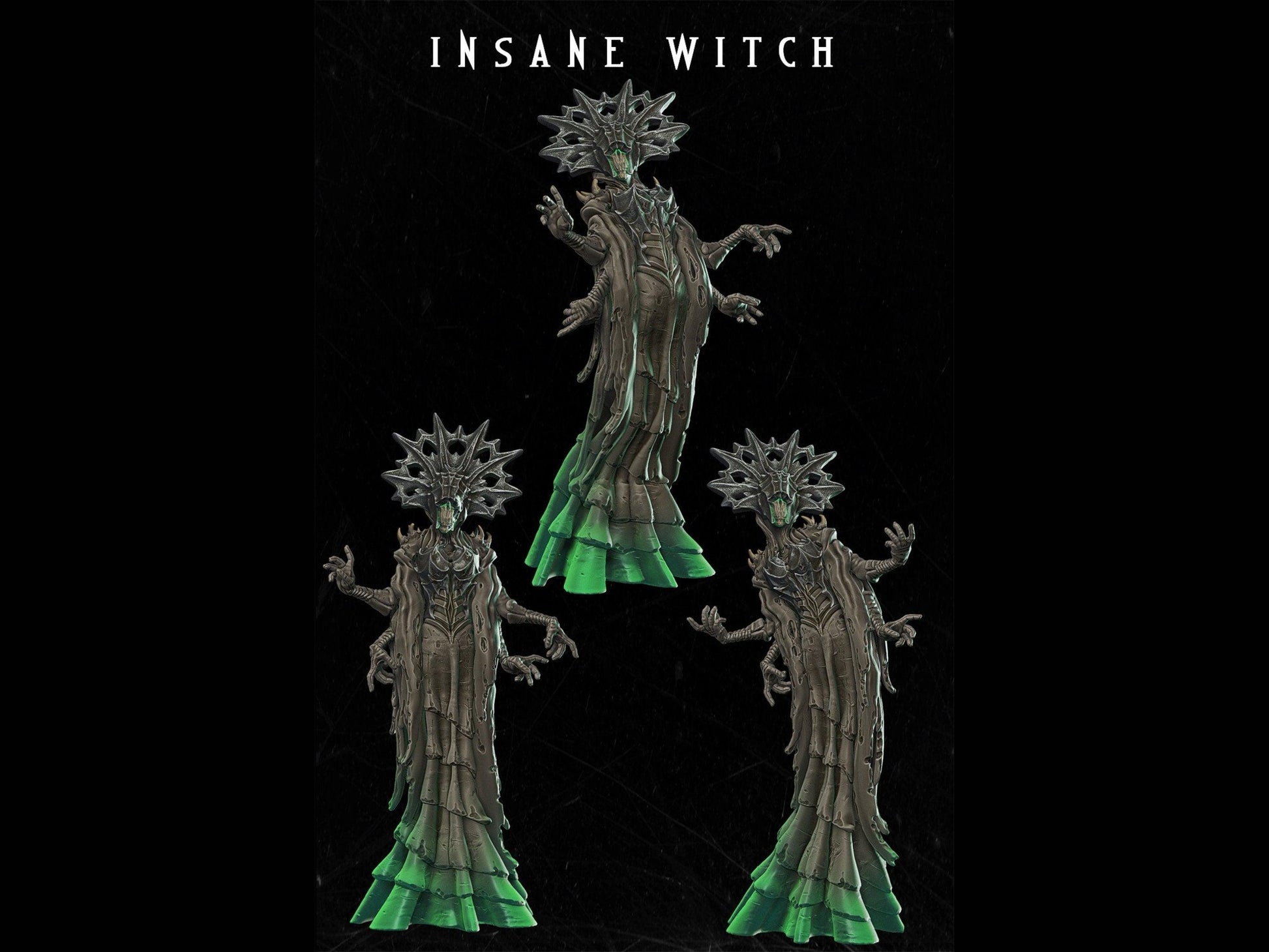 Insane Witch Miniature Undead Sorceress 28mm scale Tabletop gaming DnD Miniature Dungeons and Dragons dnd 5e dungeon master gift sorcerer miniature - Plague Miniatures