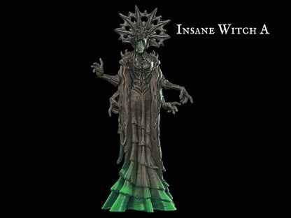 Insane Witch Miniature Undead Sorceress 28mm scale Tabletop gaming DnD Miniature Dungeons and Dragons dnd 5e dungeon master gift sorcerer miniature - Plague Miniatures