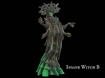 Insane Witch Miniature Undead Sorceress 28mm scale Tabletop gaming DnD Miniature Dungeons and Dragons dnd 5e dungeon master gift sorcerer miniature - Plague Miniatures