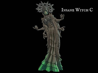 Insane Witch Miniature Undead Sorceress 28mm scale Tabletop gaming DnD Miniature Dungeons and Dragons dnd 5e dungeon master gift sorcerer miniature - Plague Miniatures