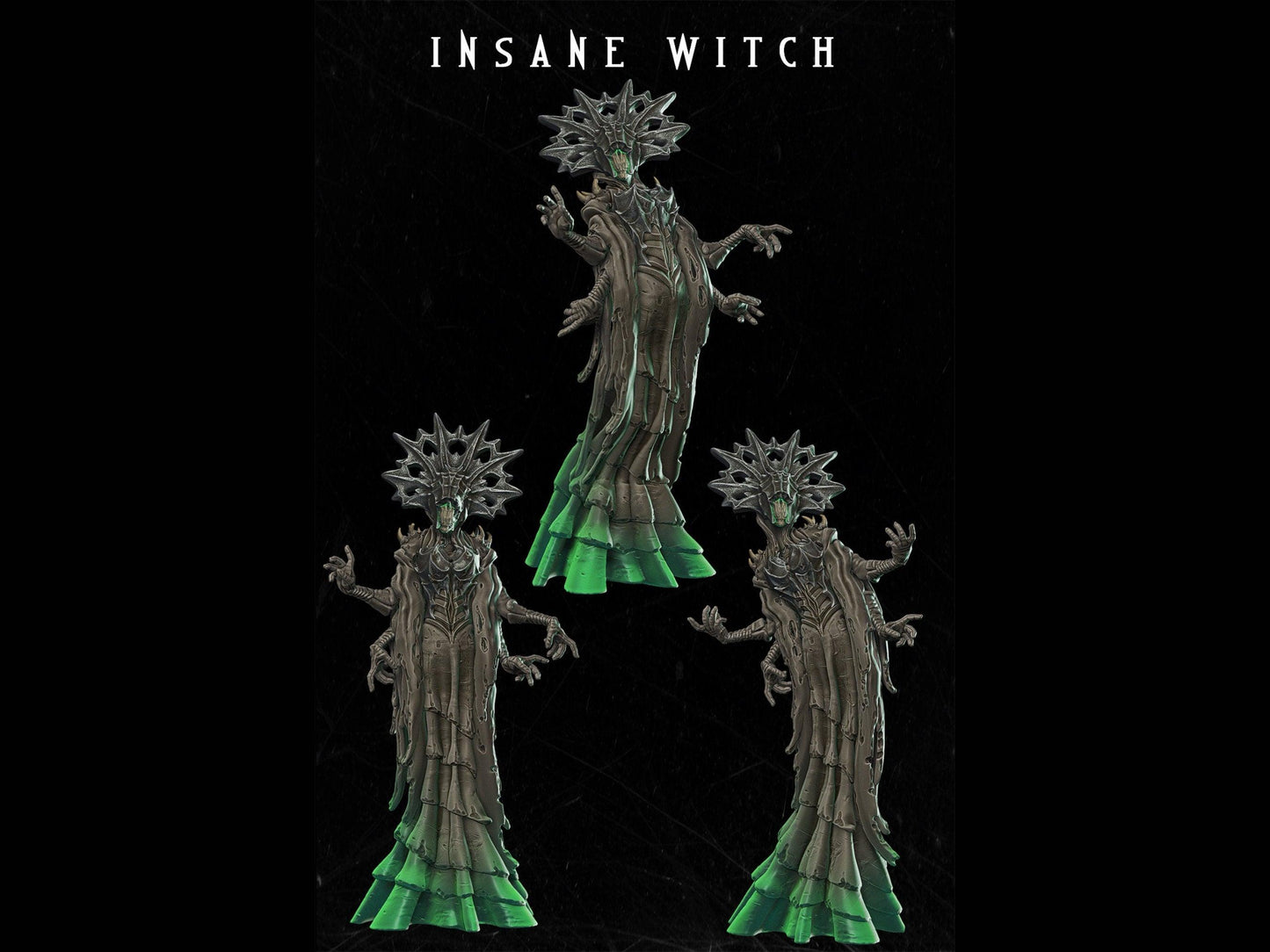 Insane Witch Miniature Undead Spellcaster 28mm scale Tabletop gaming DnD Miniature Dungeons and Dragons dnd 5e dungeon master gift sorcerer miniature - Plague Miniatures