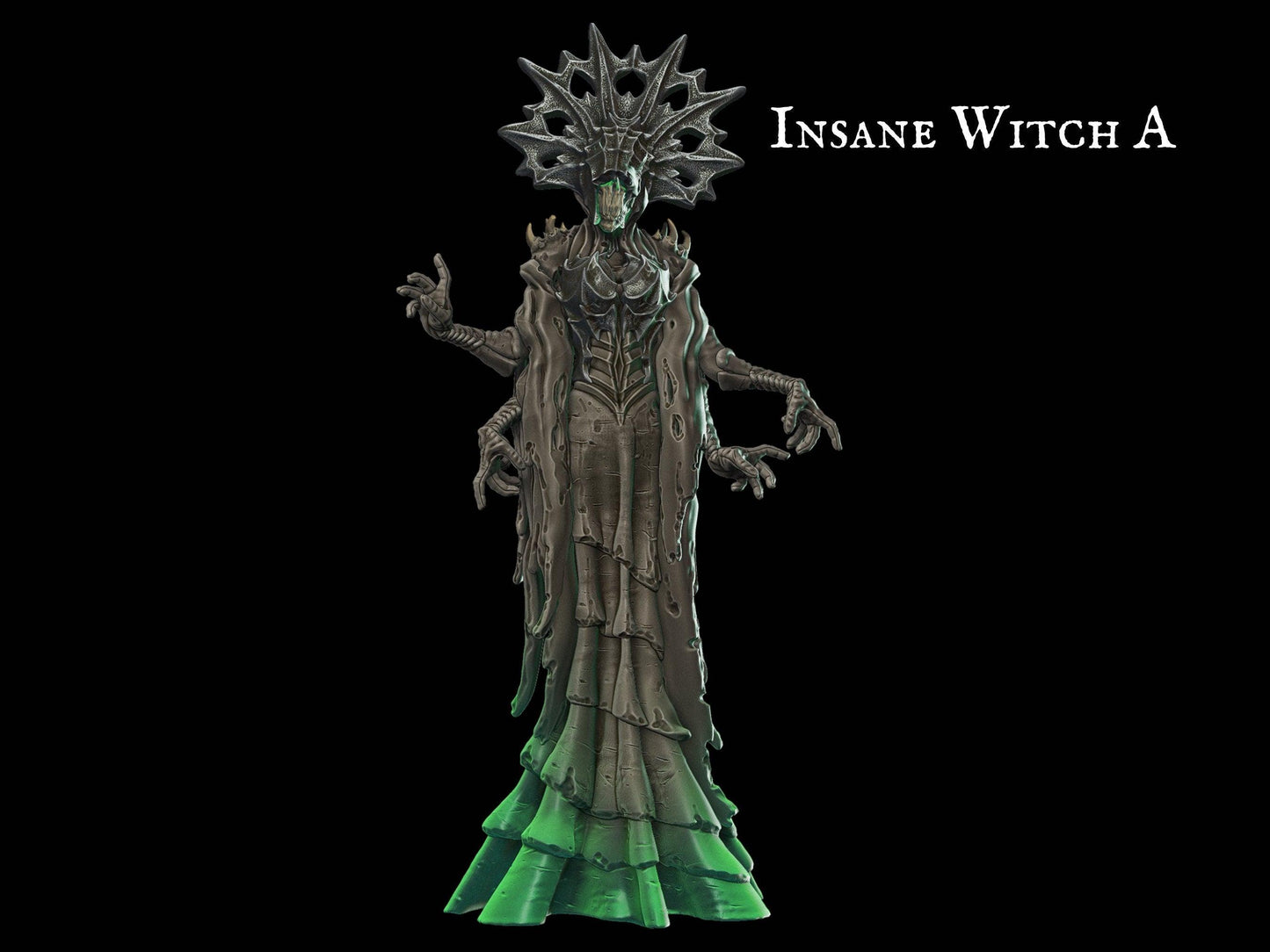 Insane Witch Miniature Undead Spellcaster 28mm scale Tabletop gaming DnD Miniature Dungeons and Dragons dnd 5e dungeon master gift sorcerer miniature - Plague Miniatures