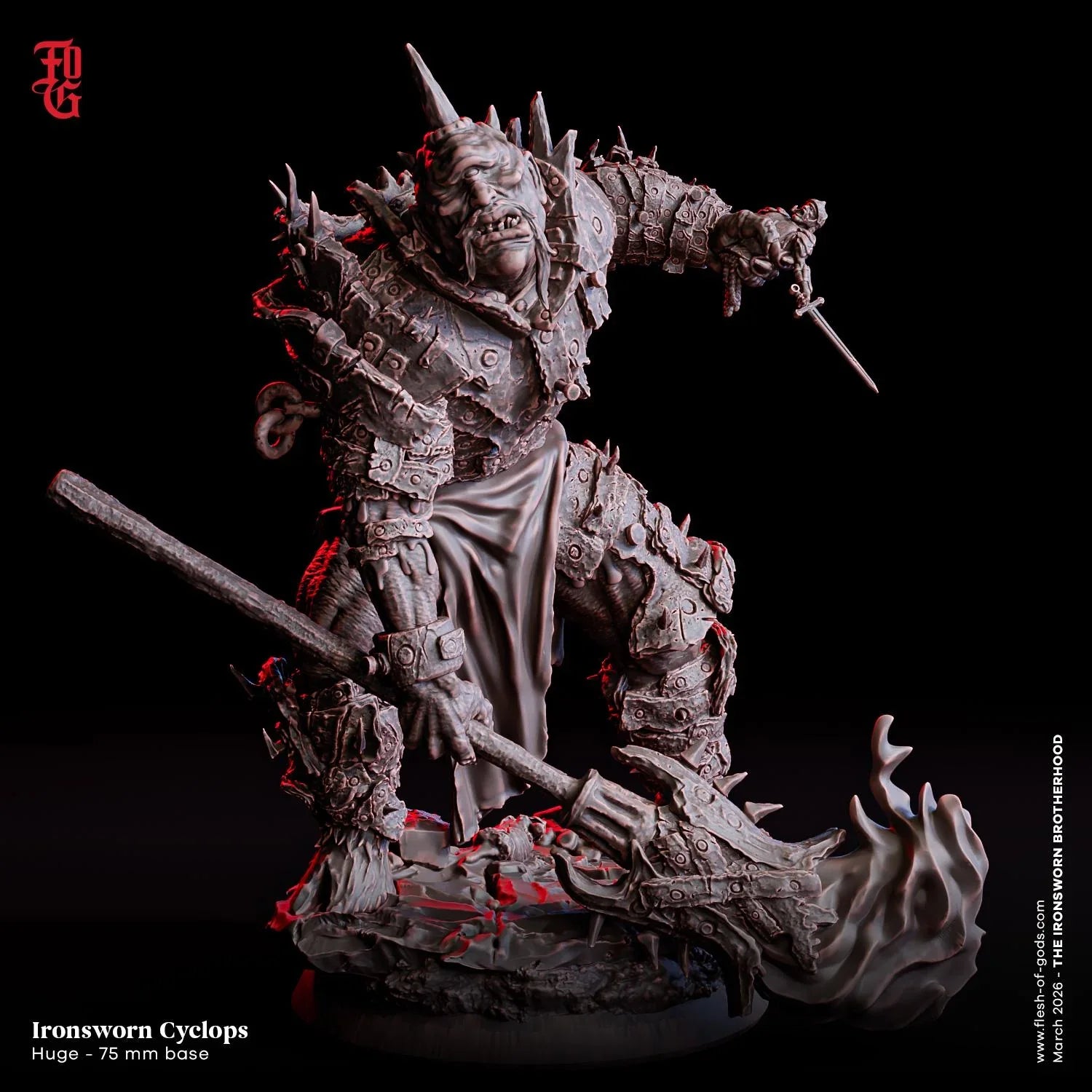 Ironsworn Cyclops Miniature | Huge Giant Monstrosity Aberration Figurine | 32mm Scale or 75mm Base - Plague Miniatures