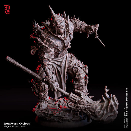 Ironsworn Cyclops Miniature | Huge Giant Monstrosity Aberration Figurine | 32mm Scale or 75mm Base - Plague Miniatures