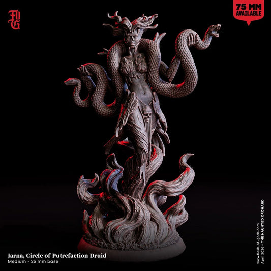 Jarna, Circle of Putrefaction Miniature | Druid Spellcaster Corruption Healer Figurine | 32mm Scale or 75mm Scale - Plague Miniatures